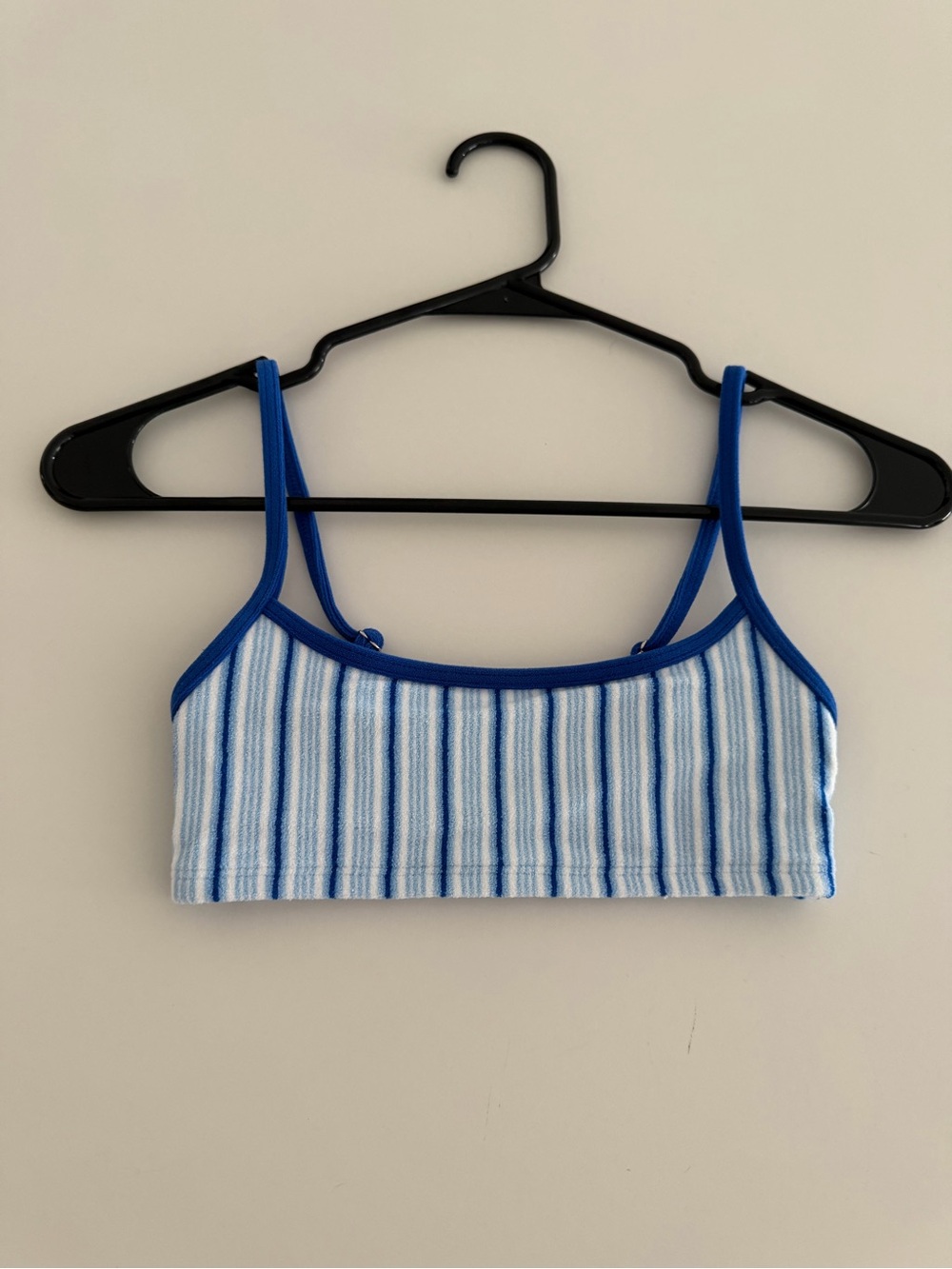 Frankie's Bikinis Djerf Avenue Blue and White Striped Swim Top
